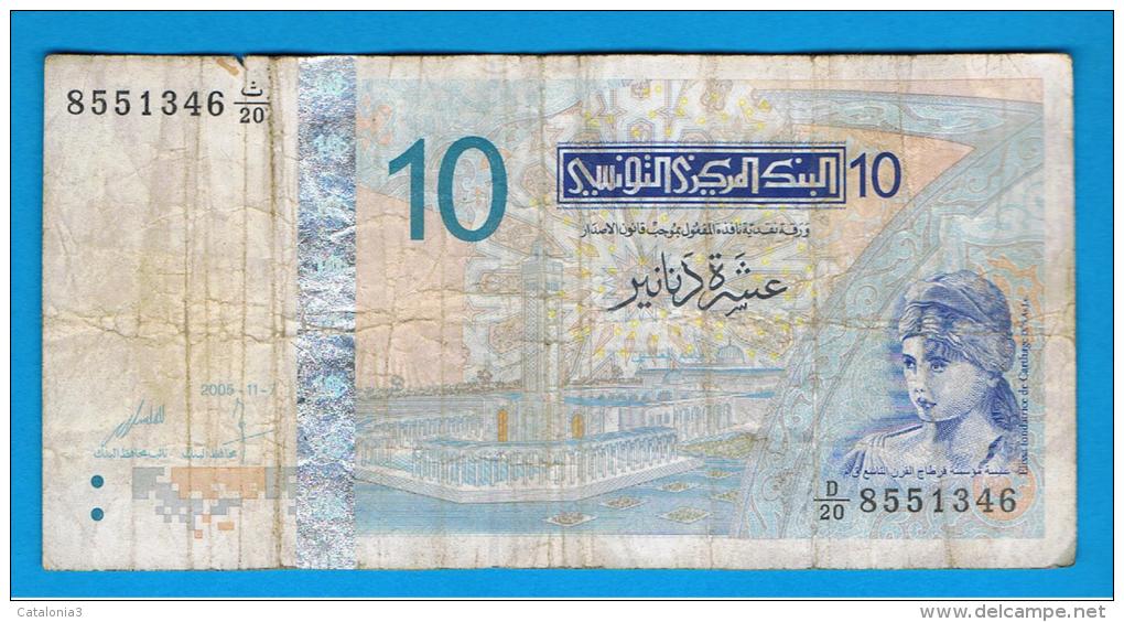 TUNEZ - 10 Dinar  2005 Circulado  P-87 - Tunisia