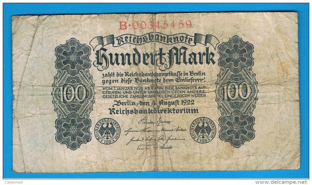 ALEMANIA - GERMANY - 100 Mark 1922 Circuladp  P-R75 - 500000 Mark