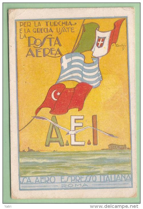Aero Espresso Italiana (AEI) - 1926 - Cartolina Verticale Celebrativa ** - Firmata Fiorenzo Longhi - R1 - Marcophilie (Avions)