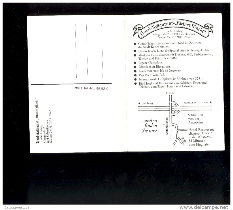 KALTENKIRCHEN : Hotel Restaurant KLEINER MARKT Familie EBELING Königstrasse 7 ( Auto Wagen Mercedes Benz - Kaltenkirchen