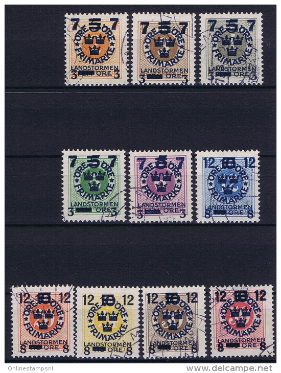 Sweden: 1916 Mi Nr 115 - 124 Used  Facit 126 - 135 - Oblitérés