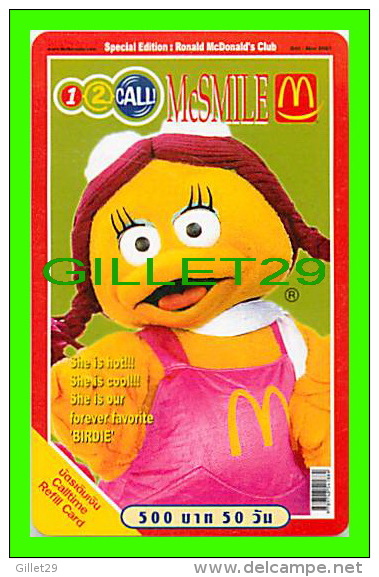 PHONESCARDS THAILAND - McDONALD´S, BIRDIE - SPECIAL EDITION: RONALD McDONALD´S CLUB 2003 - TÉLÉCARTES - - Thaïlande