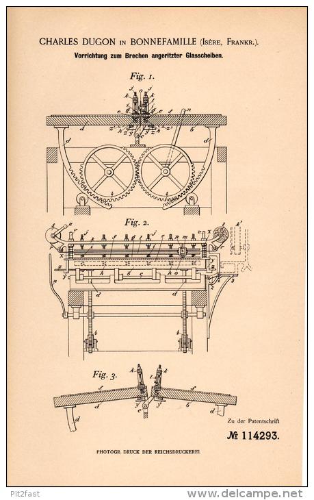 Original Patentschrift - Ch. Dugon à Bonnefamille , Isère , 1900 , Une Machine Pour Casser Les Vitres, Le Verre !!! - Machines