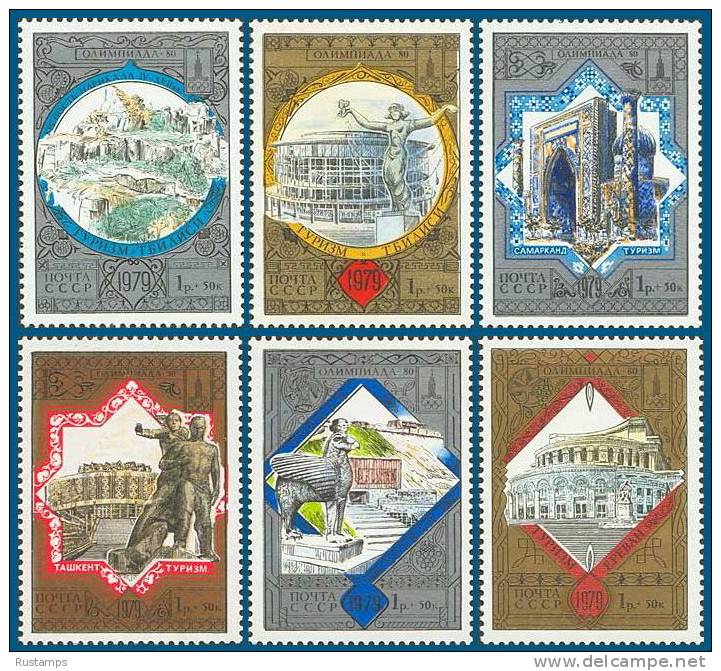 USSR (Russia) 1979 - Olympic Games Moscow Tourism Around The Golden Ring / Full Set 6 Stamps MNH (**) - Nuovi