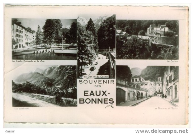 Souvenir  Des Eaux- Bonnes  Jardin Darralde Et Le Ger Le Casino Les Thermes Et L´Eglise Vue Générale état Moyen - Eaux Bonnes