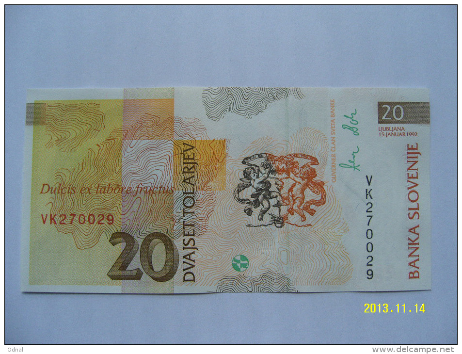 BANCONOTE   SLOVENIA  20  TALLARI   FIOR DI STAMPA - Slowenien