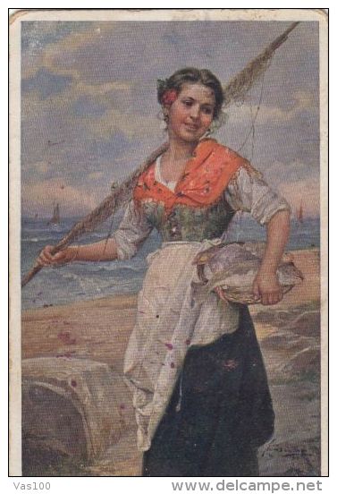 CPA JOSEF SUESS- THE FISHER MAID, SHIPS, CENSORED - Suess, Josef