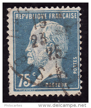 FRANCE  1926-  Y&T 177  - Pasteur 75 C Bleu  - Oblitéré - 3° Choix - 1922-26 Pasteur