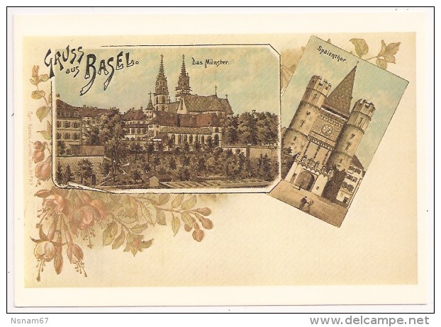 B98 - BASEL - 1980 - Sur CP Reproduction Gruss Aus Basel - Bale - - Brieven En Documenten