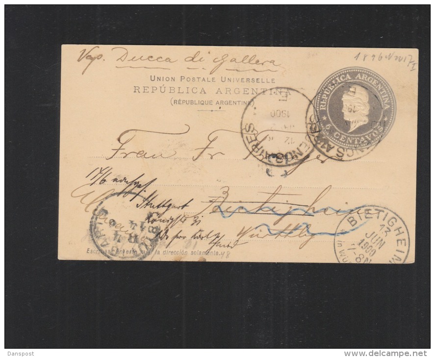 Argentina Stationery 1900 To Germany - Enteros Postales