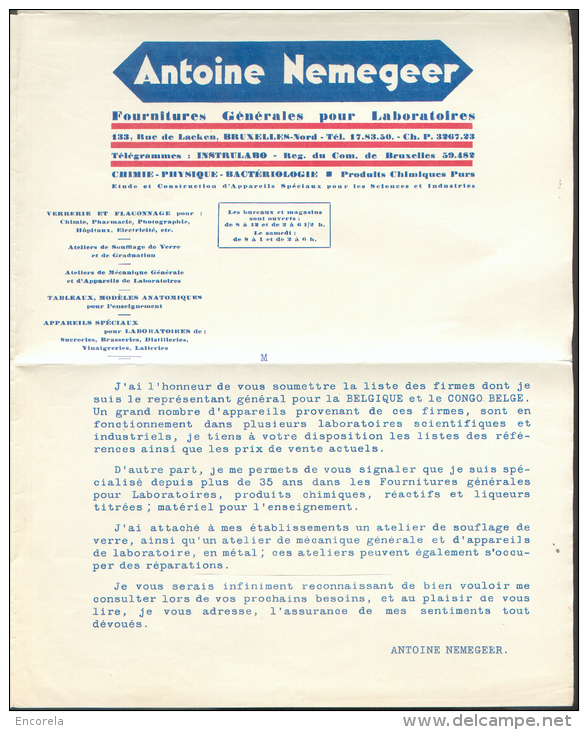 10 Centimes Cérès Obl. Mécanique BRUXELLES 1 Sur Lettre Publiciatire De La Société Antoine NEMEGER Fourniture S Générale - 1932 Ceres Y Mercurio