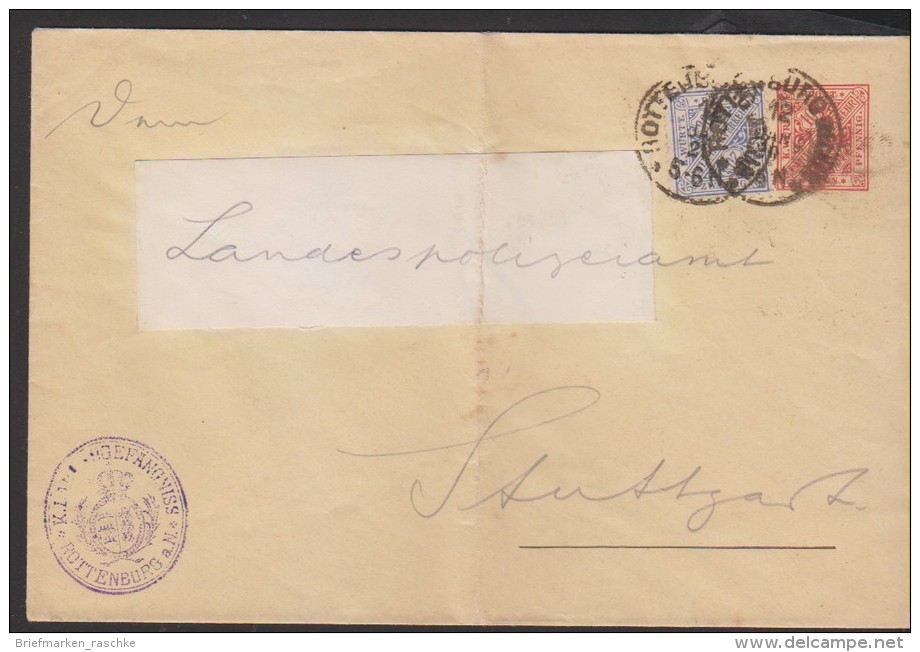 Wuerttemberg,Nr.253 Als Mif Auf Gefalteter Ganzsache,gep.Winkler (3850) - Storia Postale