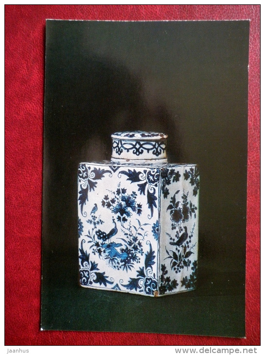 Tea Caddy With Images Of Flowers And Birds By Adrianus Kocks - Faience - Delftware - 1974 - Russia USSR - Unused - Altri & Non Classificati