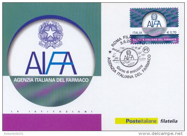 Italia 2013 FDC Maximum Card Agenzia Italiana Del Farmaco - Apotheek