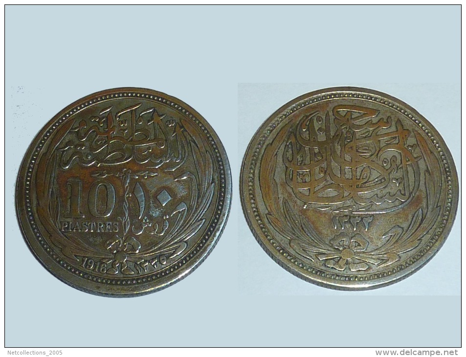 EGYPTE 10 PIASTRE ARGENT 14G 1916 - MONNAIE ARGENT - Egipto