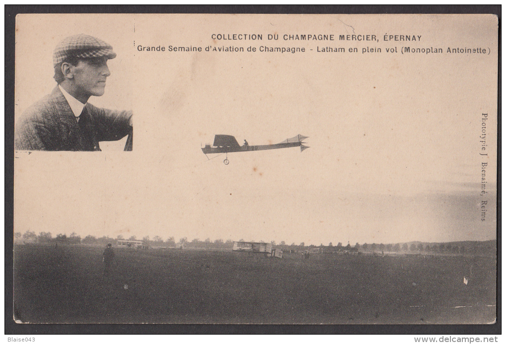 Aviation - Hubert Latham - Grande Semaine D'Aviation De Champagne - Latham En Plein Vol - Autres & Non Classés