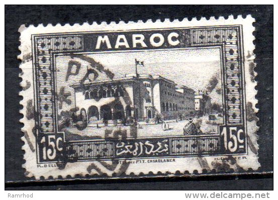 FRENCH MOROCCO 1933 GPO Casablanca - 15c. - Black   FU - Usati