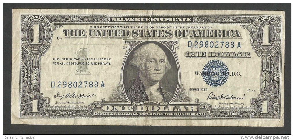 U.S.A. SILVER CERTIFICATE - 1 DOLLAR (SERIES 1957 - The Last Year) - Certificati D'Argento (1928-1957)