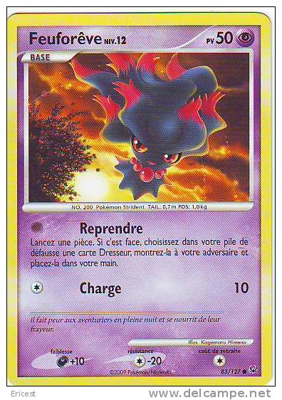 -- CARTE POKEMON FEUFOREVE NIV 12 83/127 BON ETAT - Autres & Non Classés