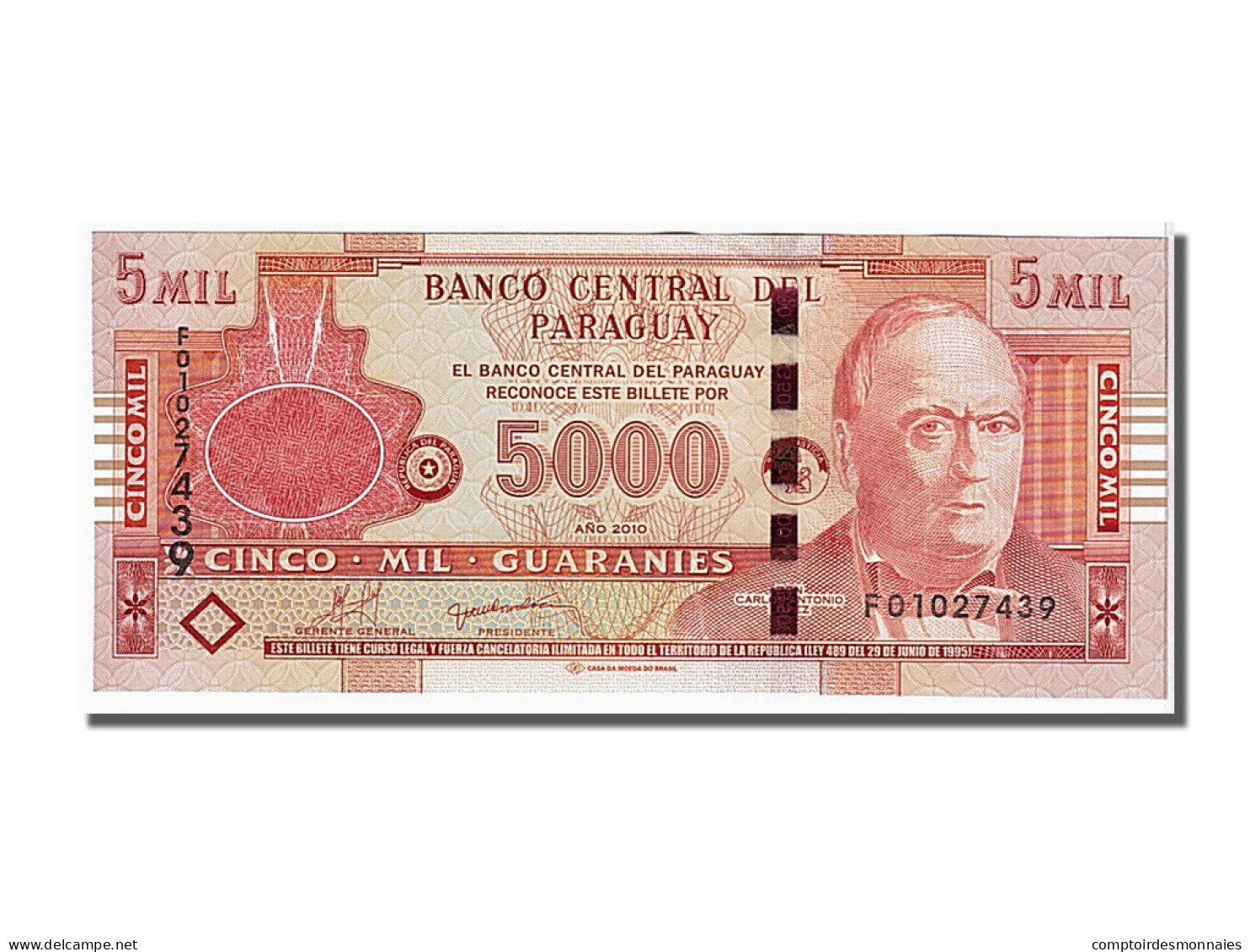 Billet, Paraguay, 5000 Guaranies, 2010, KM:223c, SPL - Paraguay