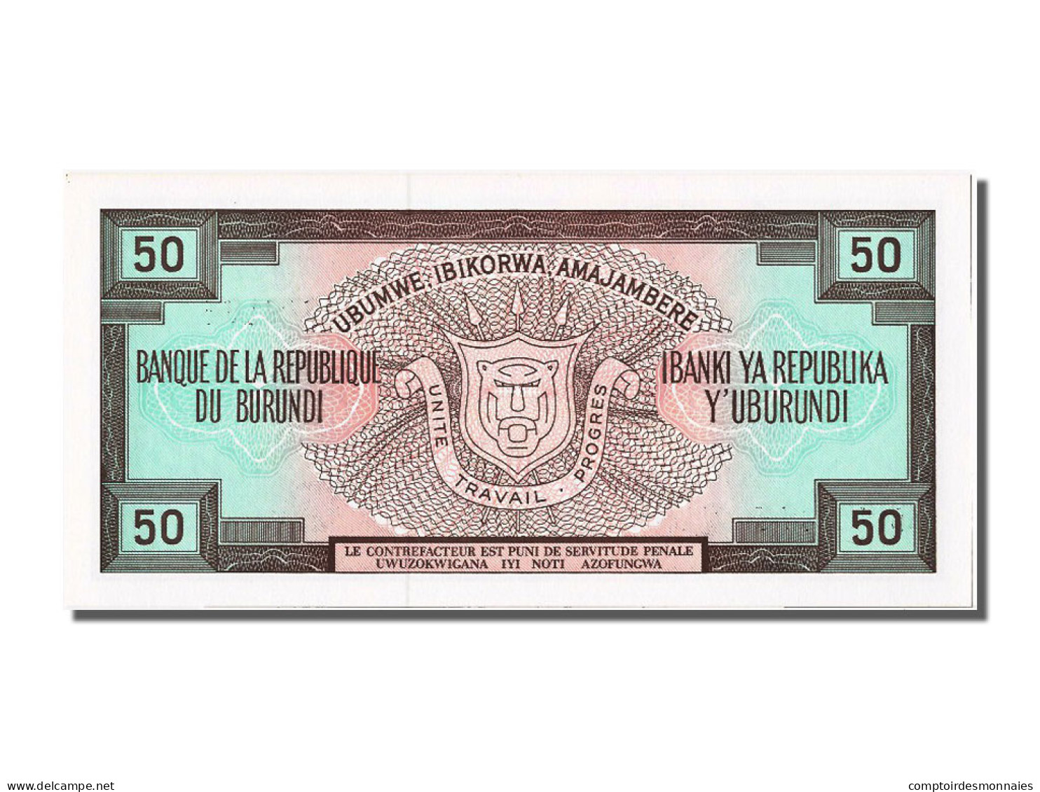Billet, Burundi, 50 Francs, 1991, 1991-10-01, NEUF - Burundi