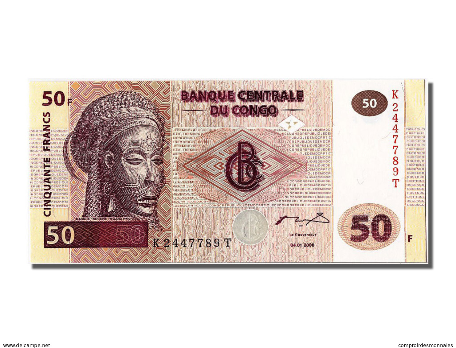 Billet, Congo Democratic Republic, 50 Francs, 2000, 2000-01-04, NEUF - République Démocratique Du Congo & Zaïre