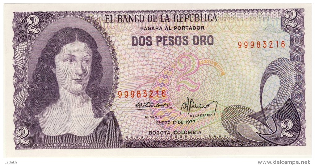 BILLET # COLOMBIE # 1977 # DEUX PESOS ORO # NEUF # PICK 413 - Kolumbien