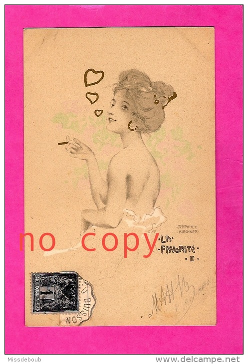 ART NOUVEAU - ILLUSTRATEUR RAPHAEL KIRCHNER - La Favorite II -  2 Scan - Cigarette, Fumée, Coeur, Smoked, Heart, Women - Kirchner, Raphael