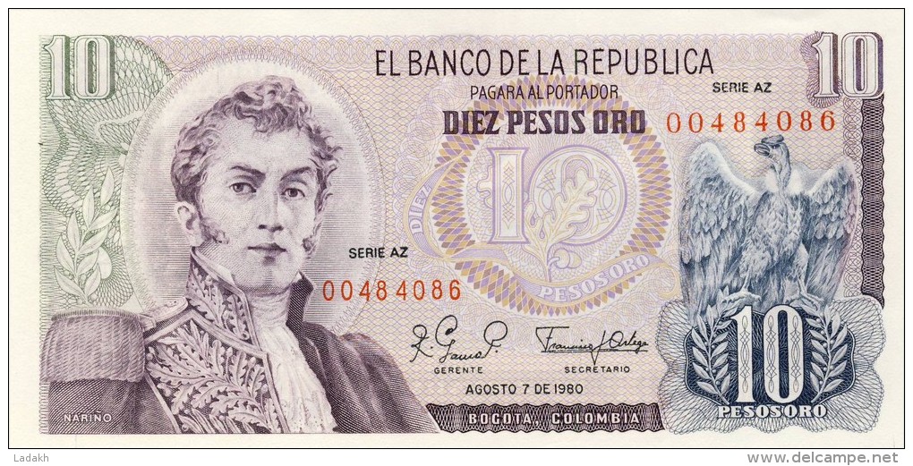 BILLET # COLOMBIE # 1980 # DIX PESOS ORO # NEUF # PICK 407 - Colombia