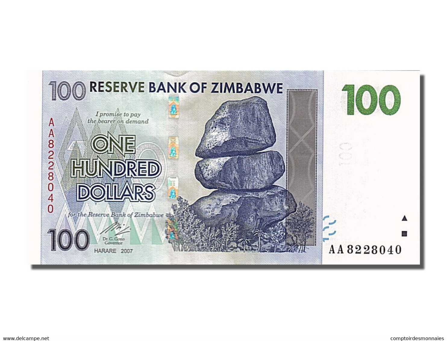 Billet, Zimbabwe, 100 Dollars, 2008, 2008-08-01, SPL - Zimbabwe