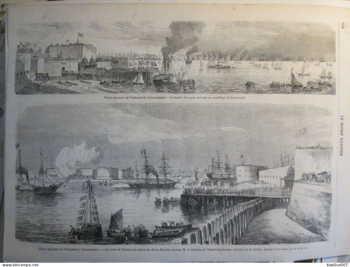 Gravure De  1865  PORTSMOUTH FETES NAVALES  ENGLISH NAVY SAILORMAN   SEA - Portsmouth
