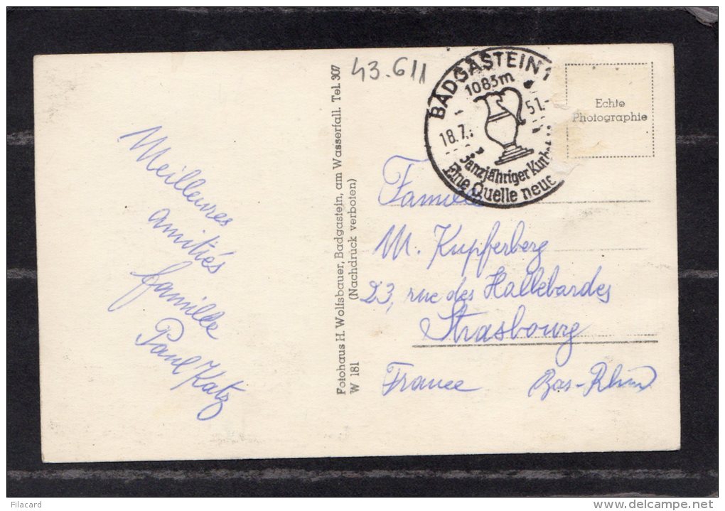 43611     Austria,  Badgastein  1083 M.,  VGSB  1951 - Bad Gastein