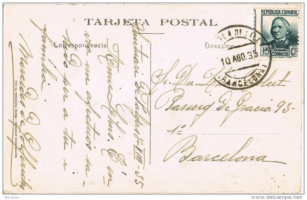 5634. Postal SANTUARIO De FALGAS (Barcelona) 1935. Fechador Pobla De Lillet - Cartas & Documentos