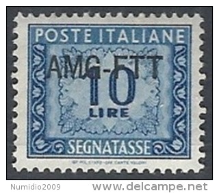 1949-54 TRIESTE A SEGNATASSE 1 RIGA 10 LIRE MH * - RR11875 - Postage Due