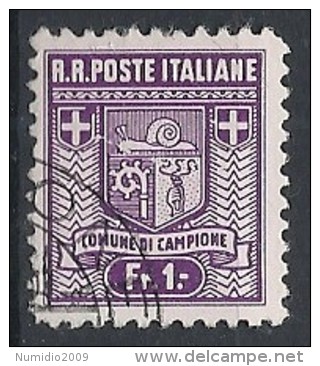 1944 CAMPIONE USATO STEMMA DEL COMUNE 1 FR. D. 11 1/2  - 11887 - Emissions Locales/autonomes