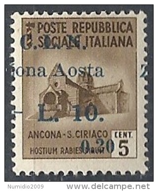 1944 EMISSIONI CLN AOSTA 20 CENT VARIETà SOPRASTAMPA SPOSTATA MH * - RR11888 - Emissions Locales/autonomes