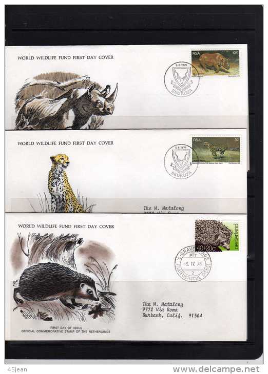 WWF: 1976 Série De 12 Fdc Sauvegarde Des Animaux En Voie D'extinction Sur Plusieurs Pays - Verzamelingen & Reeksen