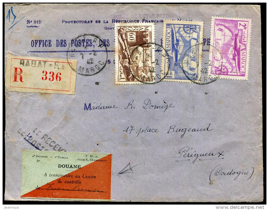 MAROC - N° 176 + PA 45 & 46 SUR LR DE RABAT LE 7/2/1942, POUR PERIGUEUX - TB - Lettres & Documents