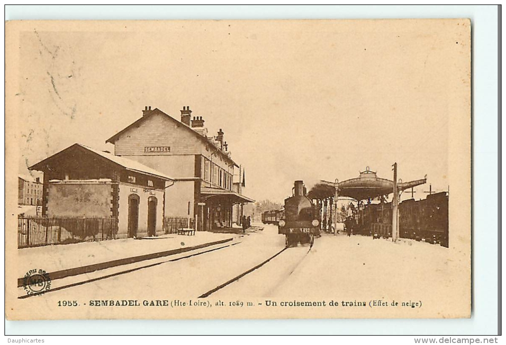 SEMBADEL - La GARE Sous La Neige - Un Croisement De Trains - Locomotive 3492 - Edition Margerit - 2 Scans - Autres & Non Classés