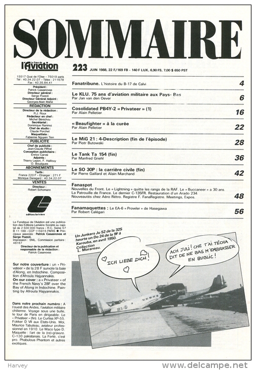 Fana De L´Aviation N°223 Juin 1988 - Aviation