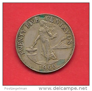 PHILIPPINES 1966 Circulated Coin 25 Centavos Nickel Brass Km 189.1 - Filippijnen