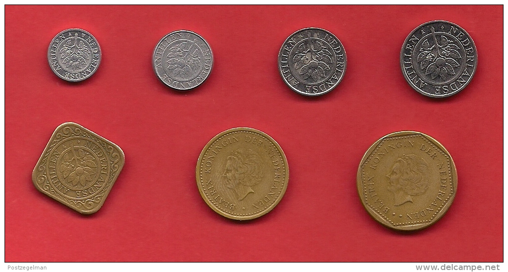 NETHERLAND ANTILLES, 7 Different Circulated Coins - Netherlands Antilles