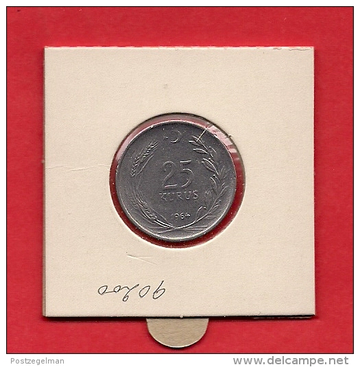 TURKEY 1964,  Circulated Coin 25 Kurus, Stainless Steel VF, Km892.2 - Turkije