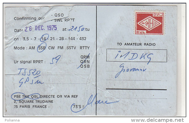 PO2336C# CARTE QSL - STATION RADIO EXPERIMENTALE FRANCAISE - F6DXS POISSY 1975 - Radio