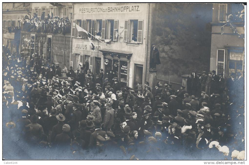 Carte Photo Animation Devant  RESTAURANT  BAHNHOFPLATZ - Lothringen