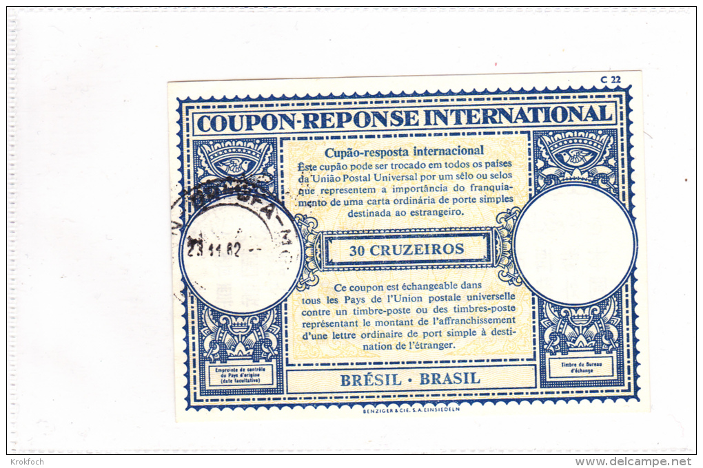 Coupon-réponse IRC Brésil Brasil 1962 - 30 Cruzeiros - C 22 - Coupons-réponse