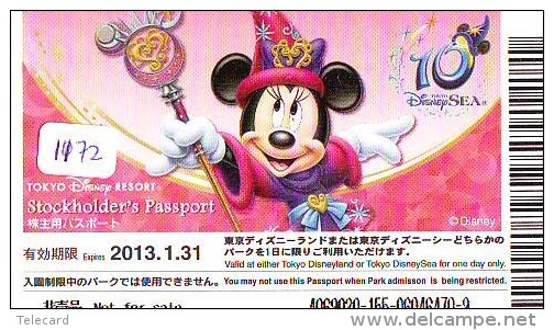 Disney Passeport Entreecard JAPON * TOKYO DISNEY * Passport (1172) JAPAN * DISNEY * STOCKHOLDERS PASSPORT * MICKEY MOUSE - Disney