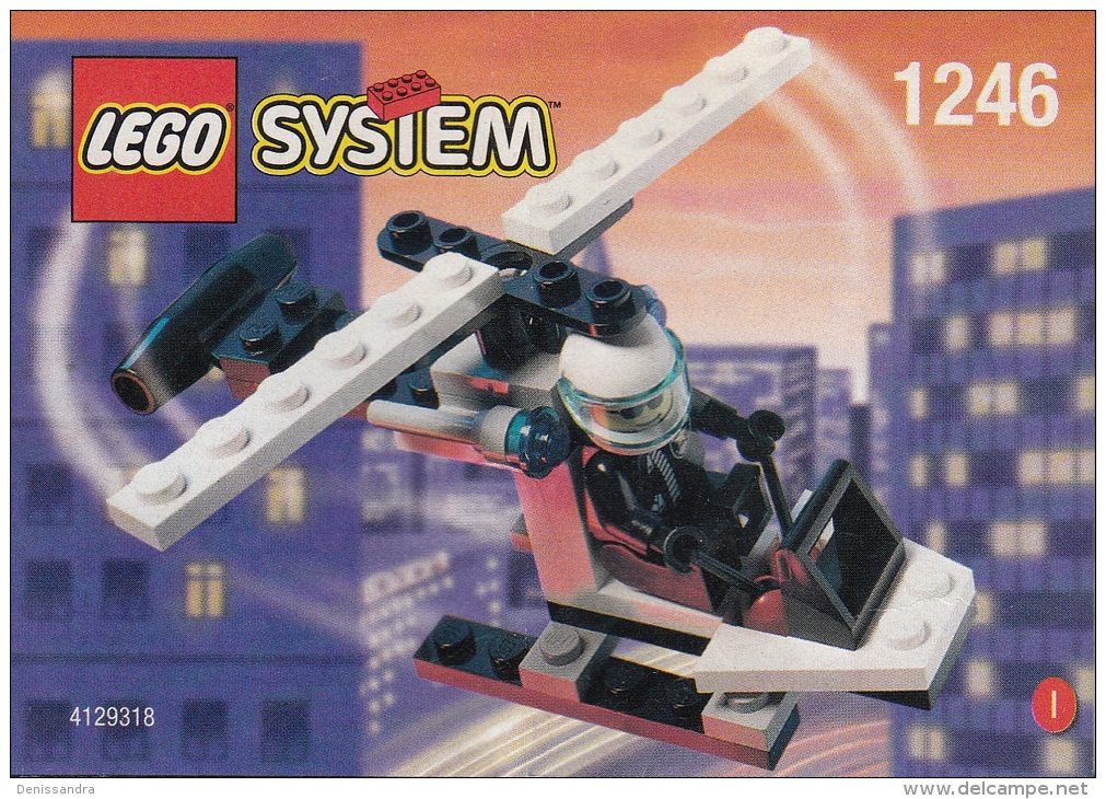 Lego 1246 Hélicoptère De Police édition Shell Avec Plan 100 % Complet Voir Scan - Lego System