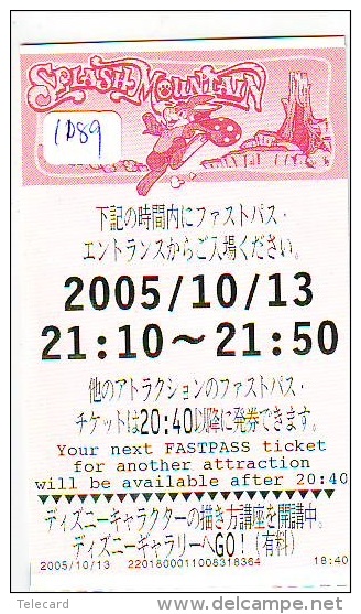 Disney Passeport Entreecard JAPON * TOKYO DISNEY * Passport (1189) JAPAN * SPLASH MOUNTAIN * CINEMA * FILM - Disney