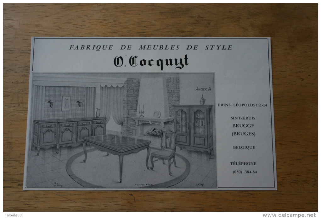 PUB 1966 Meubles Mobilier COCQUYT SINT KRUIS BRUGGE Belgique - Advertising